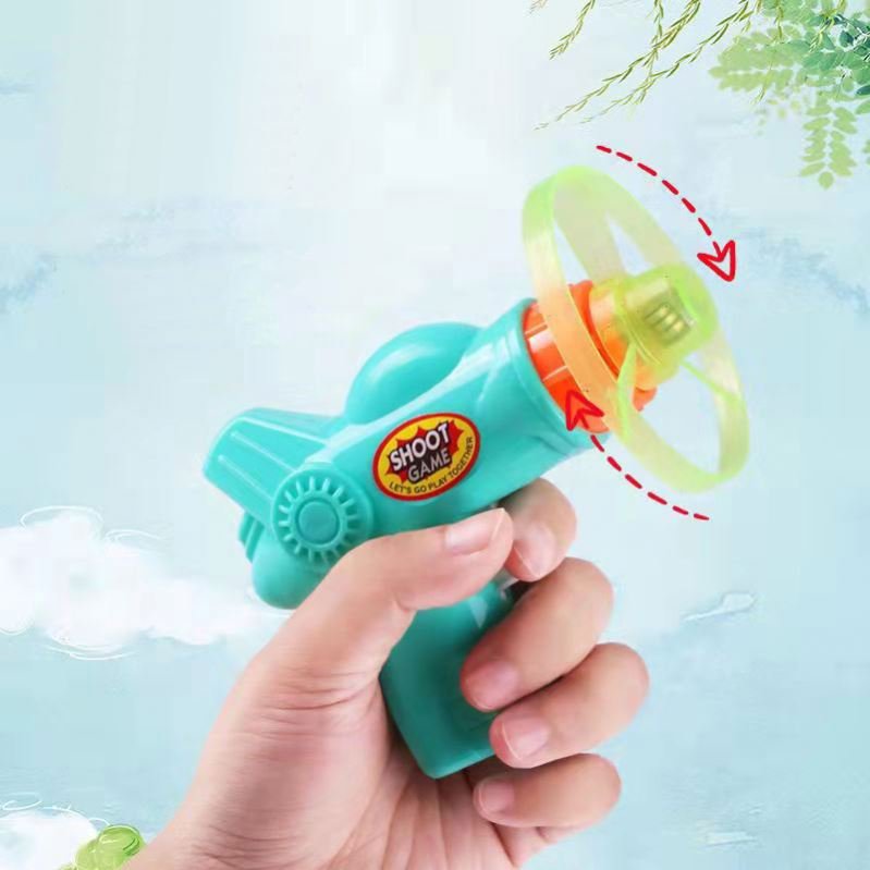 Cheap Toys Spinning Gun Flying Saucer Toy Guns For Kids Shooting Flashing Light Up Frisbeed Gun Toys
