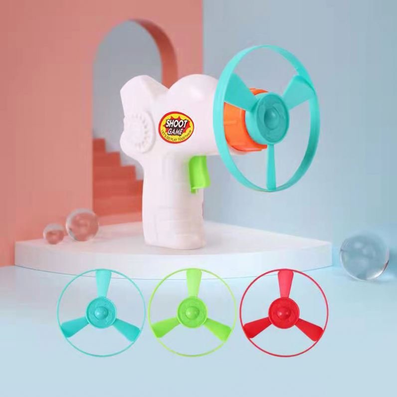 Cheap Toys Spinning Gun Flying Saucer Toy Guns For Kids Shooting Flashing Light Up Frisbeed Gun Toys
