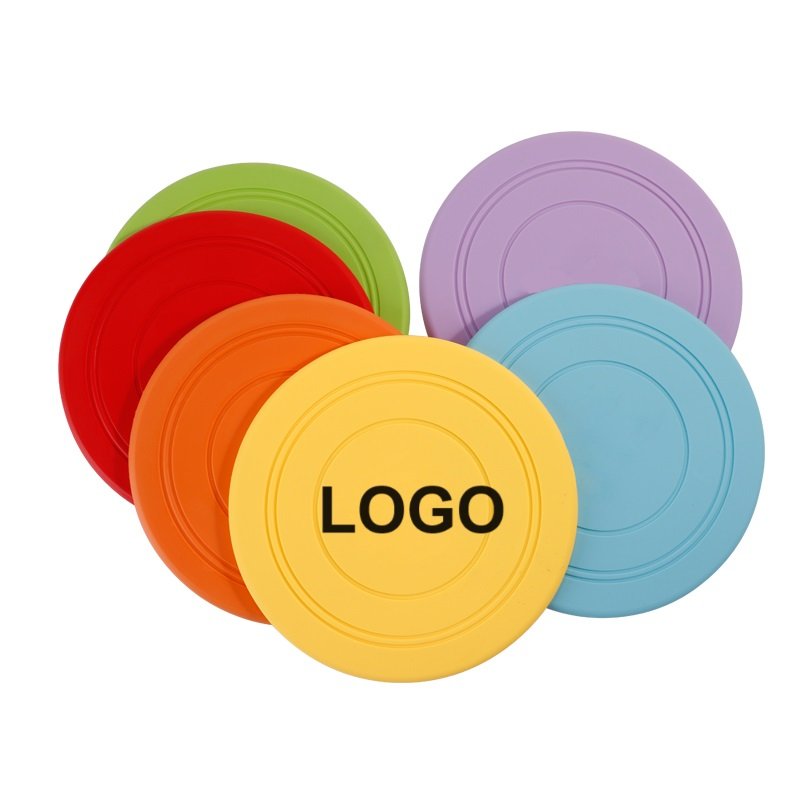Custom Logo round Pet Training Chew Toys Bite-Resistant Silicone Flying Disk Frisbee Sustainable TPR Material for Dog Play