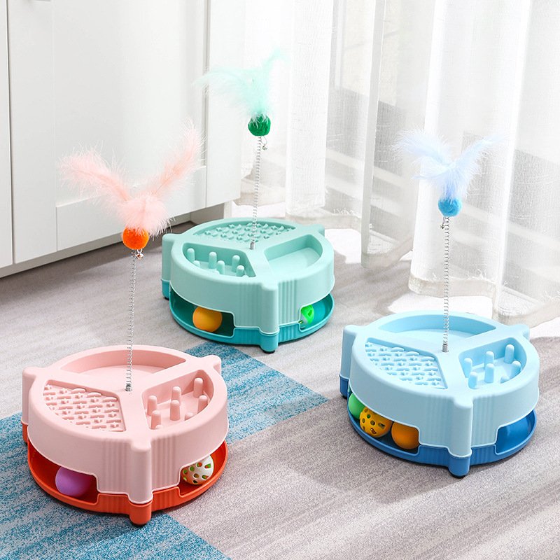 Funny Pet Toys Crazy Ball Disk Interactive Amusement Plate Moving Turntable Cat Toys