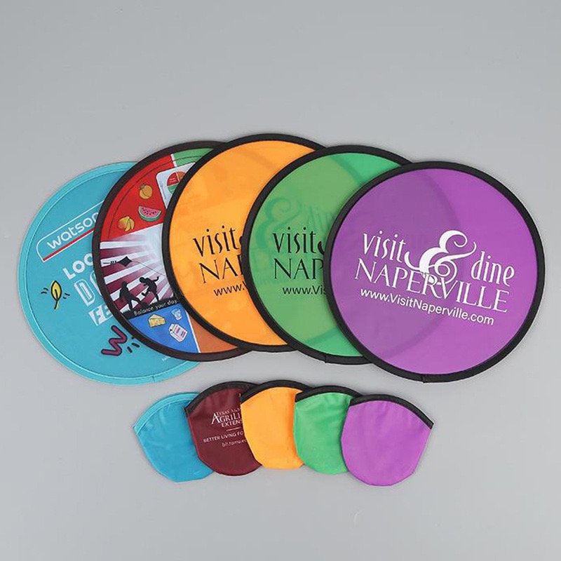 Custom Outdoor Kids Flying Frisbeed Sports Toy Foldable Flyer Folding Handheld Fan Nylon Round Disc