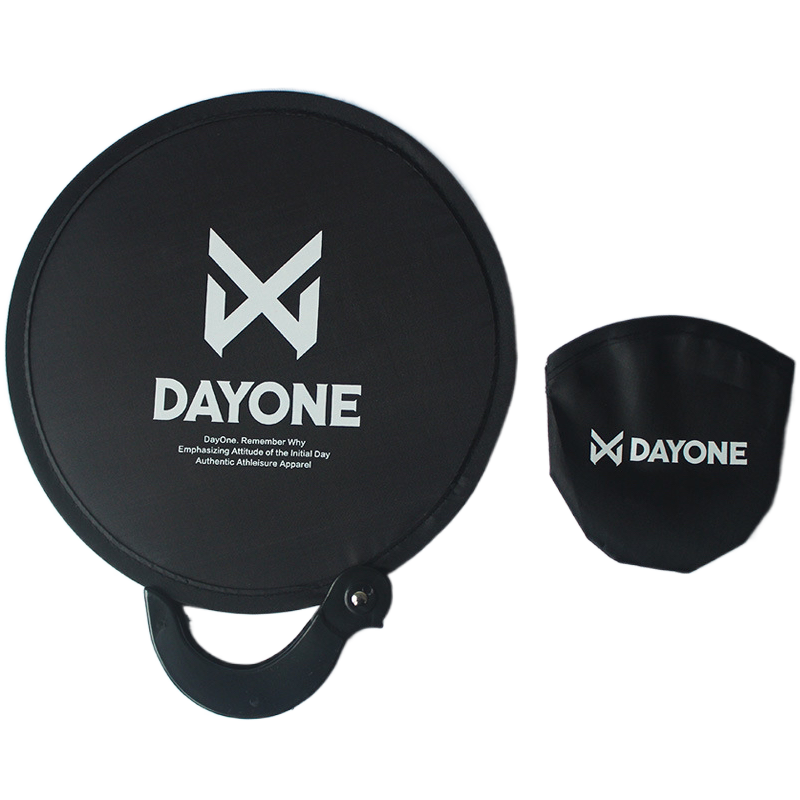 Custom Outdoor Kids Flying Frisbeed Sports Toy Foldable Flyer Folding Handheld Fan Nylon Round Disc