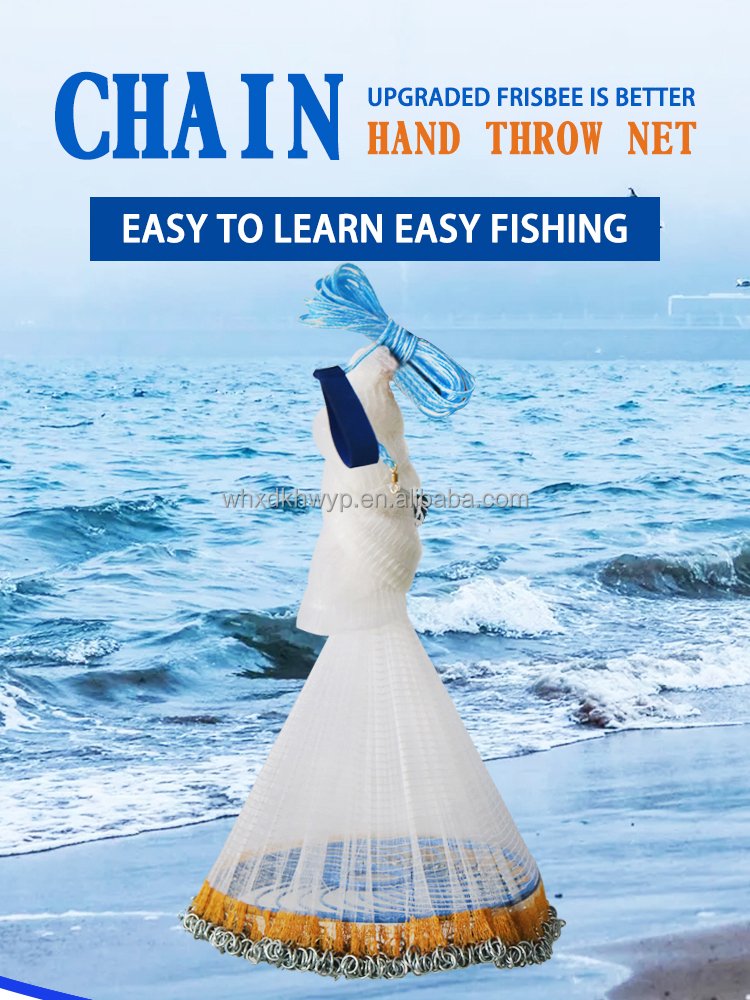 MISTER JIGGING lead chain monofilament frisbee fishing throwing bottom pocket hand throw fishing net