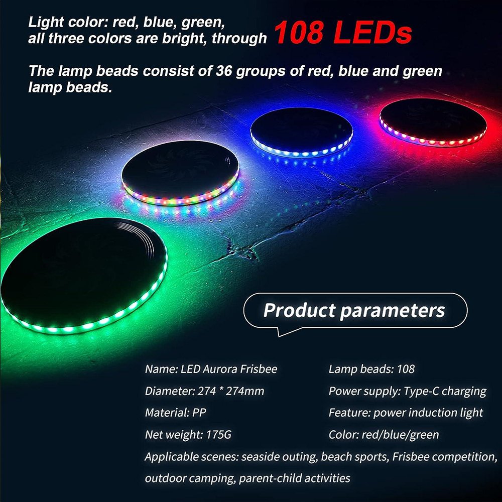 LED Frisbeed Toy Pet Paraphernalia Outdoor Sports Factory Direct Sales Rechargeable Waterproof competitive frisbeed