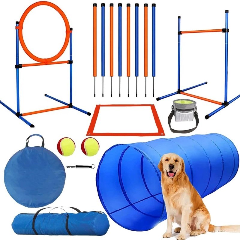 Dog Agility Equipment Set Pet Obstacle Training Course Tunnel Pole Kit