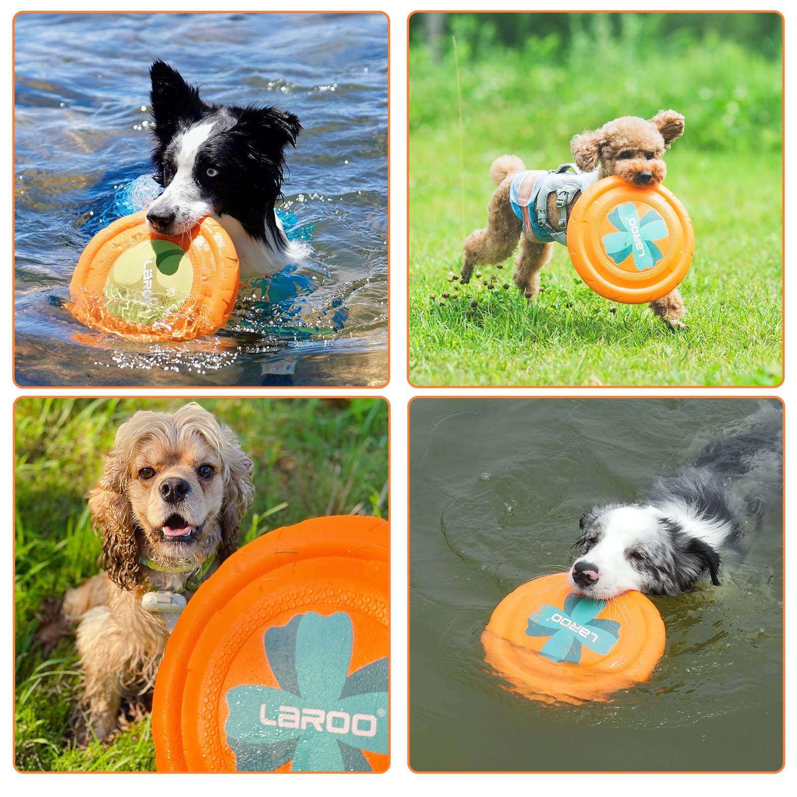 LaRoo ready to ship Dog Pet Toy 2023 Dog Frisbeed Pet Interactive Training Flying Disc Floating Water Bite Resistant Dog