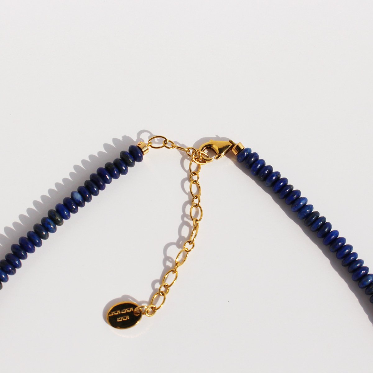 Frisbee Lapis Lazuli beaded necklace Natural stone female European and American niche premium atmospheric clavicle chain 478
