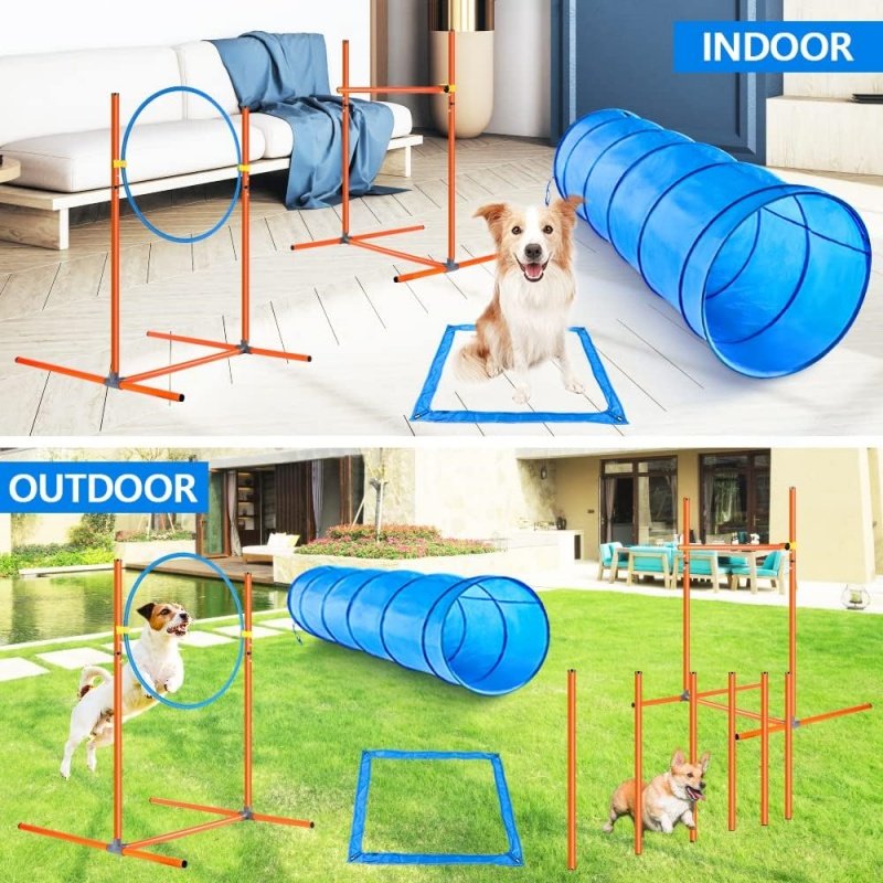 12SETS Obstacle Agility Training Starter Kit Pet Outdoor Games Including Tunnel Dog Agility Training Equipment
