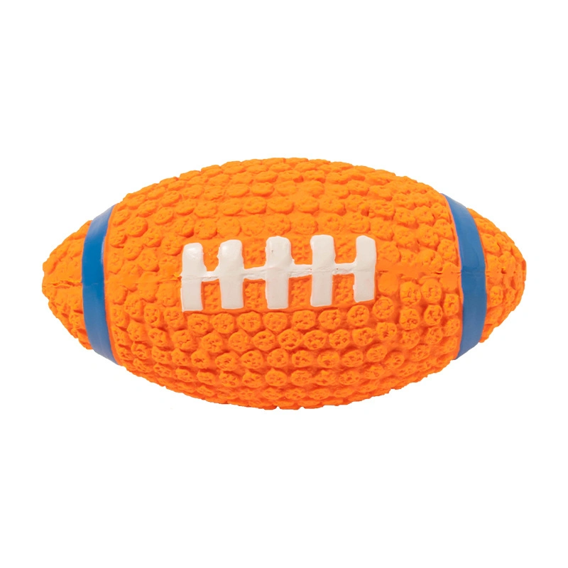 Durable Pet Toys Soft Pommel Latex Rugby Sounding Dog Toy