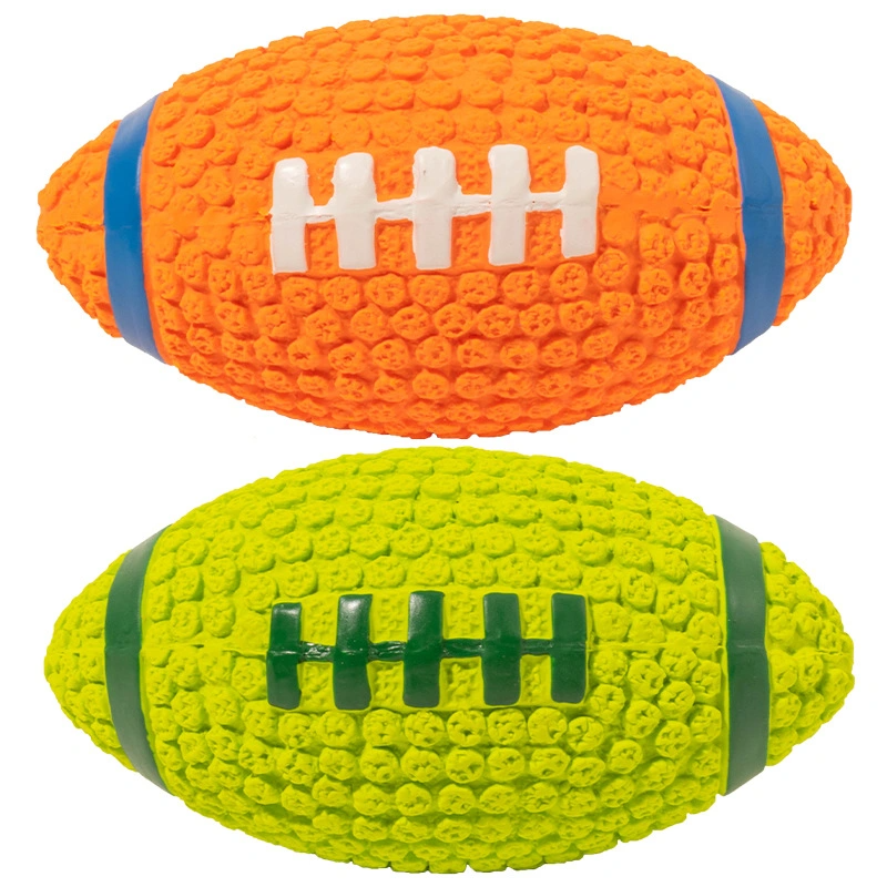 Durable Pet Toys Soft Pommel Latex Rugby Sounding Dog Toy