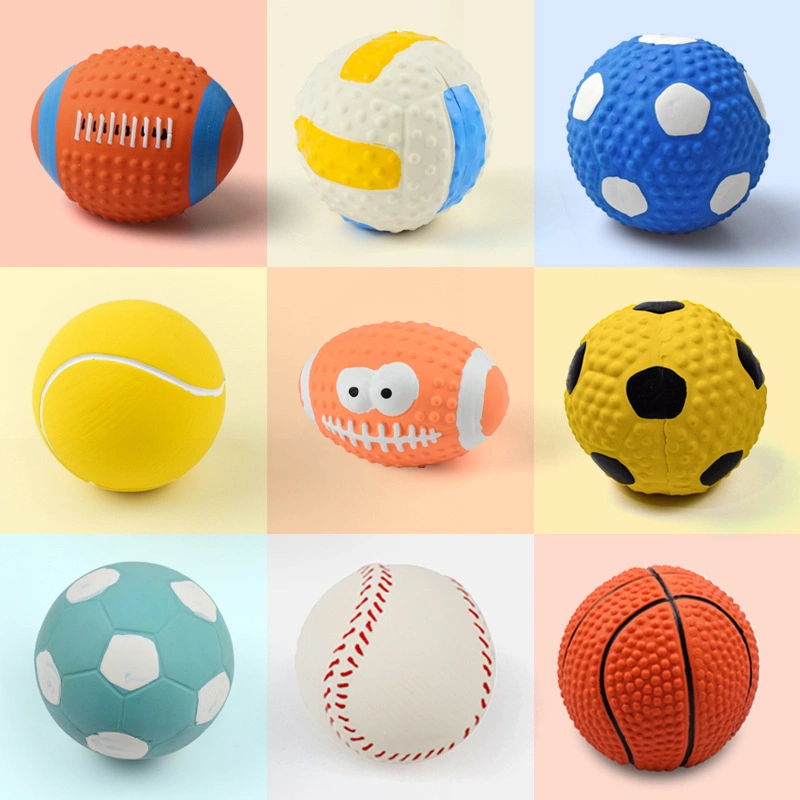 Durable Pet Toys Soft Pommel Latex Rugby Sounding Dog Toy