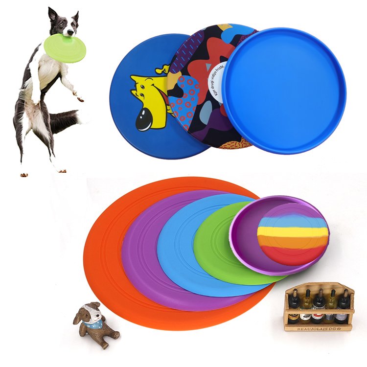 Custom color/logo 2.56"/3.94"/5.9"/6.89"/8.27" soft silicone frisbeed dog flying disc toy