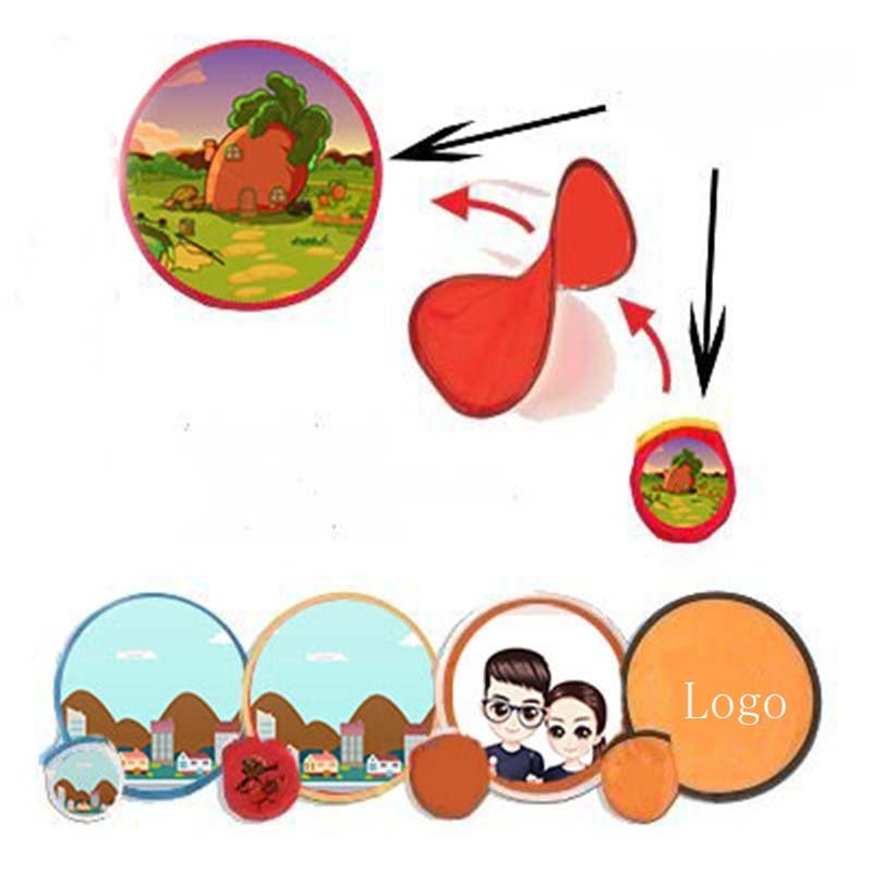 Custom Outdoor Kids Frisbeed Sports Toy Foldable Flyer Folded Handheld Fan Nylon Round Disc