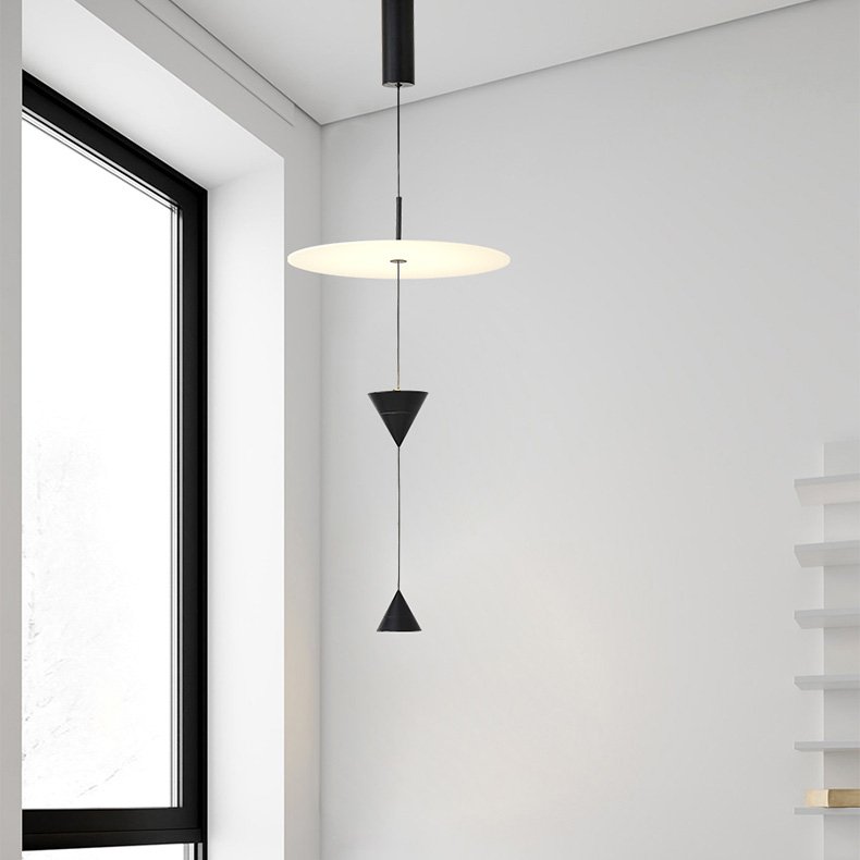 Danish vintage Pendant light with carved resin ceiling Frisbee simple design chandelier for dining table living room bedroom