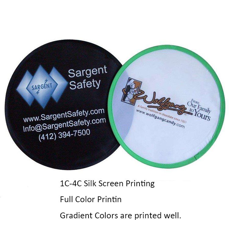 Customized Nylon Foldable Frisbeed Fan 190T 210D Fabric Collapsible Portable Sublimation Round Folding Fan with Pouch