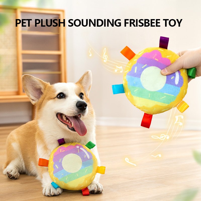 SUREWALHOME Dog Chew Toy with Sound Durable Soft Squeaky Dog Frisbee Toy