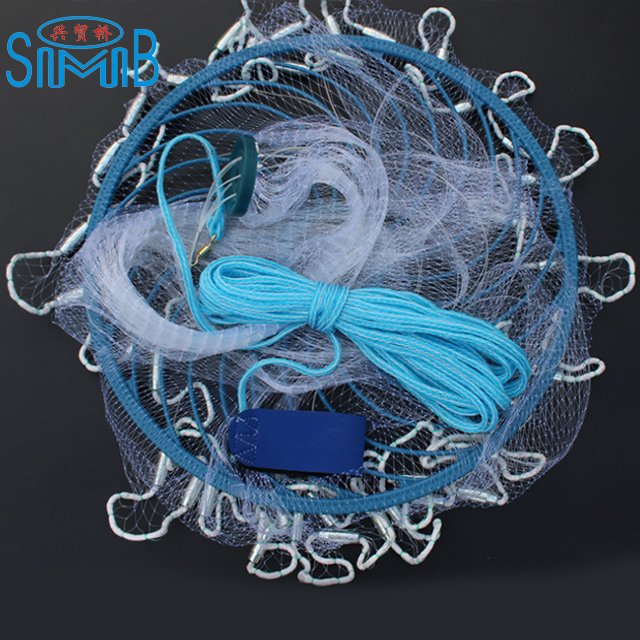 Good Selling Diameter 6m Japanese Casting Net Hand Throw Monofilament Fishing Cast Net Cast Nets with Plastic Ring Frisbee