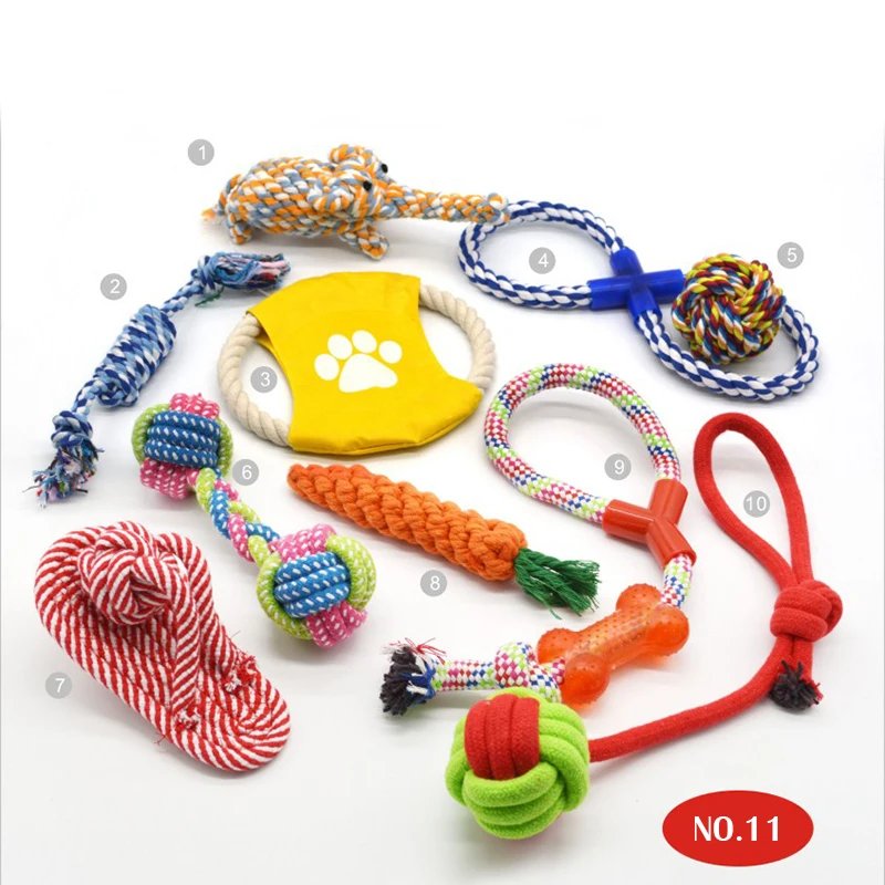 wholesale pets Custom 10 pack sets pet dog chew toy dog rope frisbeed ball knot set of toys for dogs