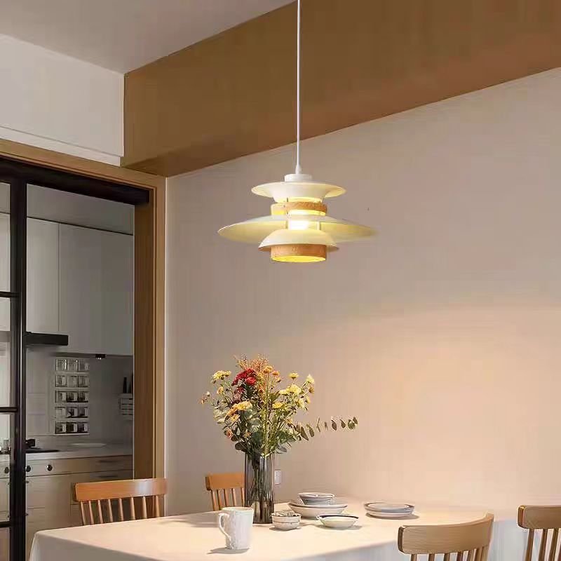 Nordic restaurant lights Japanese cream style bedroom bedside retro minimalist bar frisbee chandelier