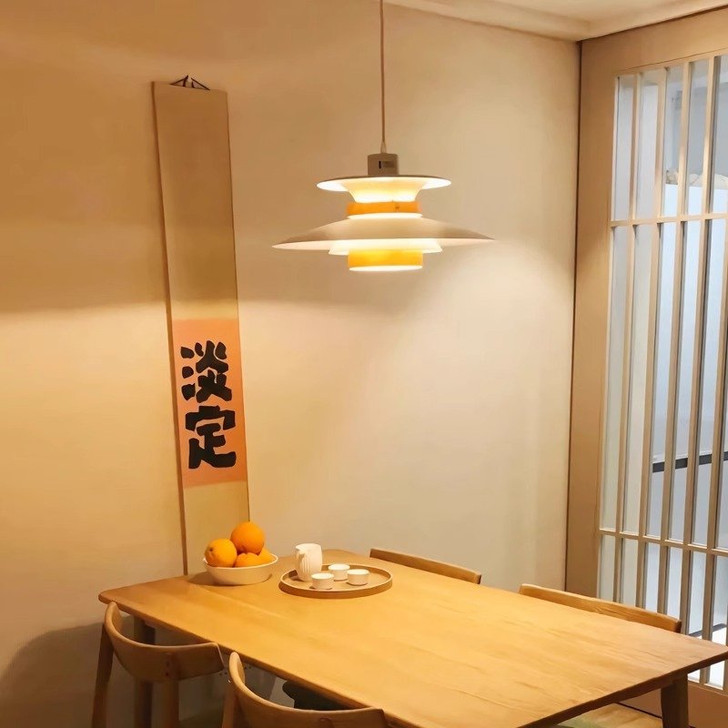 Nordic restaurant lights Japanese cream style bedroom bedside retro minimalist bar frisbee chandelier