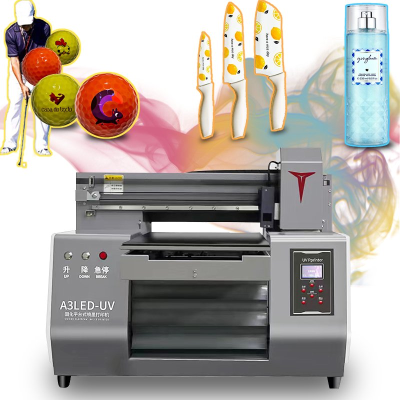 Portable A3 UV flatbed printer, 3050 UV printer, printing packaging bags, metal items, cylindrical objects, UV inkjet printer