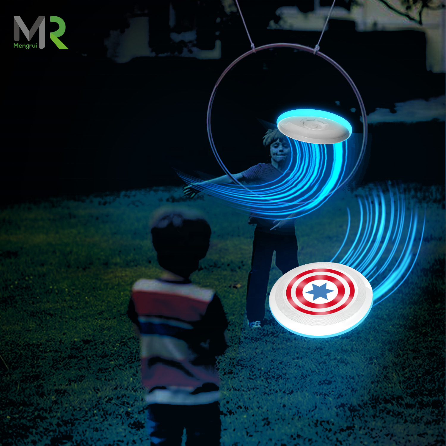 Factory Custom Professional 190g PE Glow in the dark frisbee Type-C interface flying disc frisbee with led lights