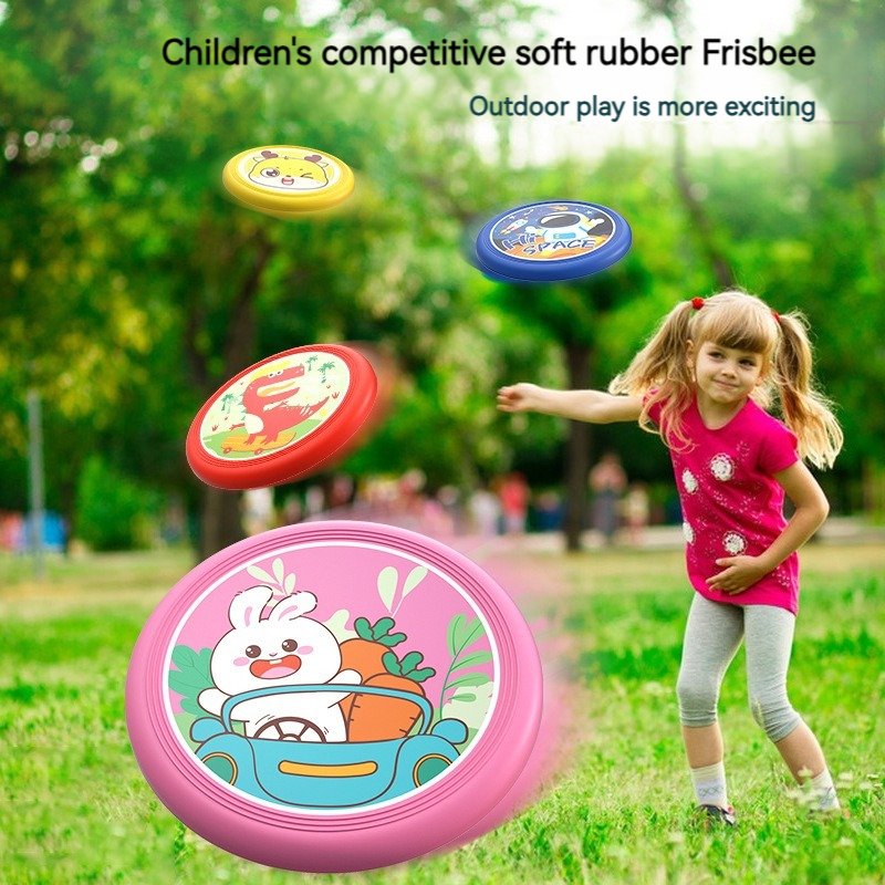 Wholesale custom logo printing cartoon children Pu flying disc throwing frisbeed inflatable toys for kids outdoor sports