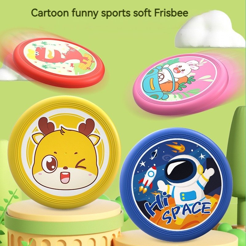 Wholesale custom logo printing cartoon children Pu flying disc throwing frisbeed inflatable toys for kids outdoor sports