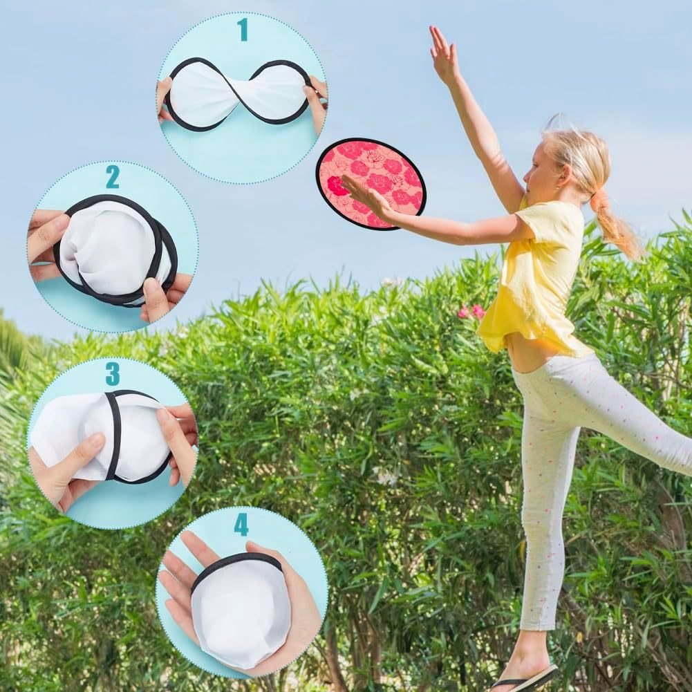 Outdoor Sports Toy Plain Nylon Foldable Frisbeed Hand Fan Blank Polyester Round Flying Disc With Small Pouch