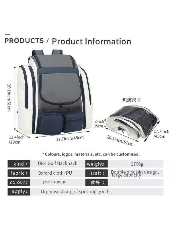 Premium Outdoor Portable Frisbee Storage Pouch Versatile Disc Golf Backpack with Breathable Back Pad Durable Flying Disc Bag