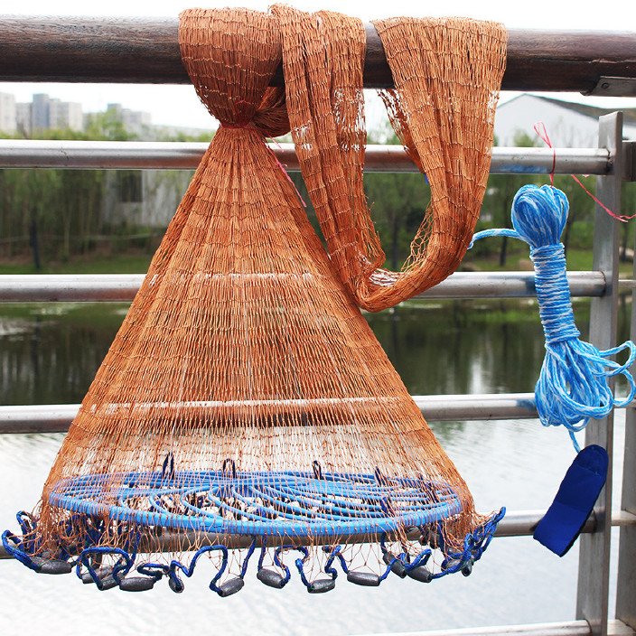 American Style pesca fishing throw net High strength tire line hand Cast Net Frisbee ring 1/4"inch fishing net nylon