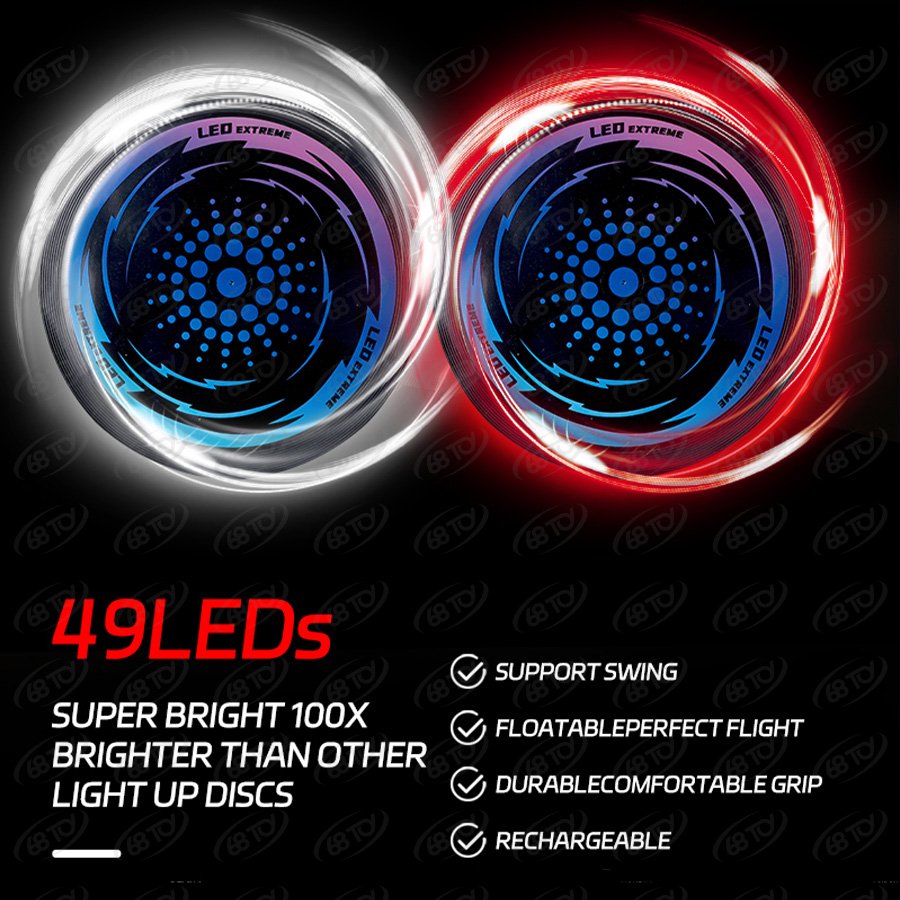 LED Light Frisbeed Toy Outdoor Sport Toys flying disc Game 27CM 49LEDs 9inch Custom Logo