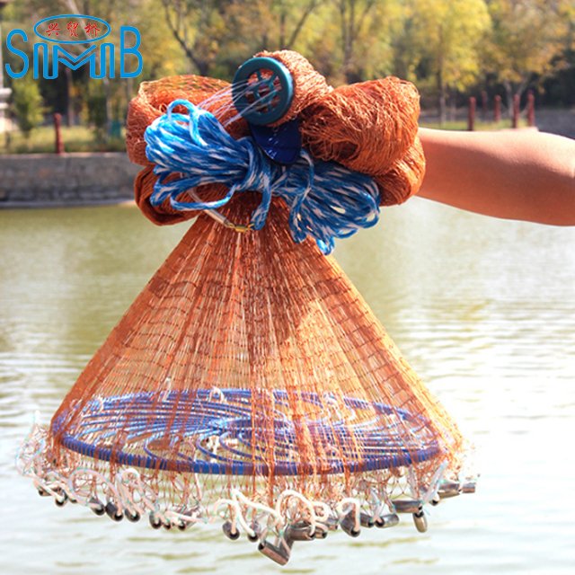 Diameter 2.4m Monofilament Fishing Cast Nets with Plastic Ring Frisbee