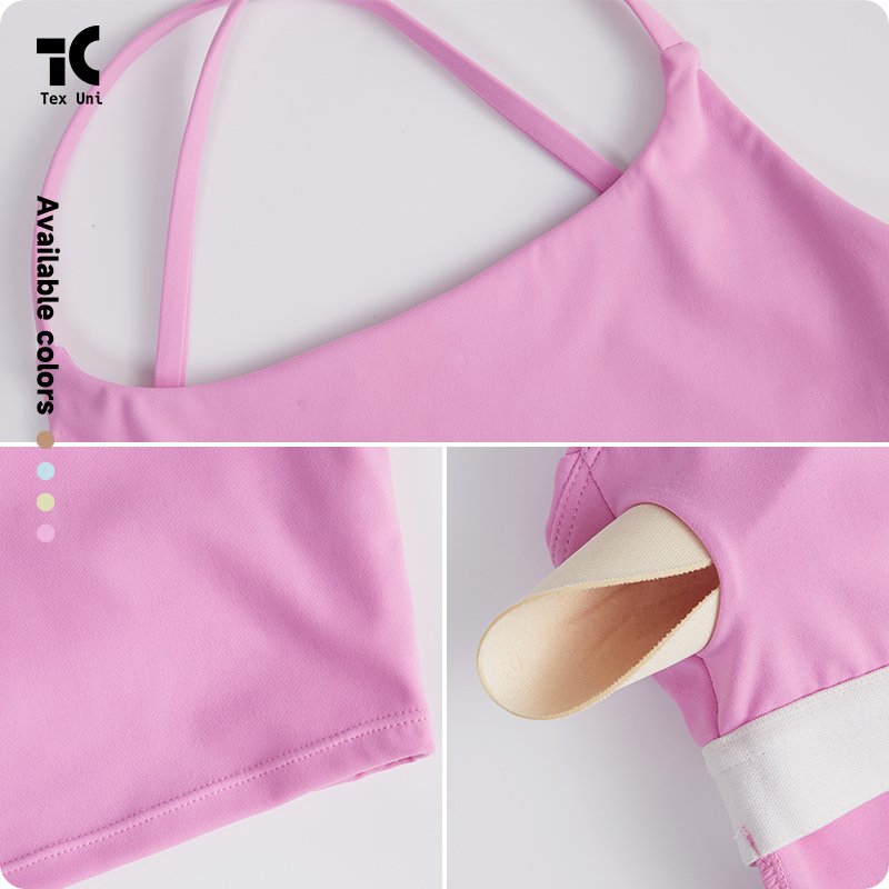 TexUni Soft Touch Nudity Sports Bra Women's Fitness Vest Cross Beauty Back Quick-Drying Gym Crop Top Yoga Camisole
