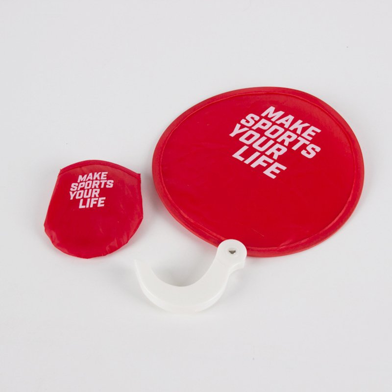 Custom Printed Nylon Round Folding Hand Fan Flexible Foldable Disc Fan for Summer Promotion