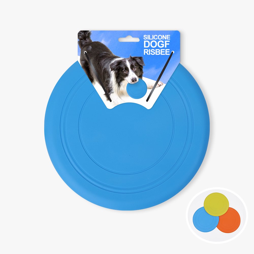 Custom Logo Round Pet Dog Pet Training Chew Toys Bite Resistant Silicone Flying Disk Frisbeed