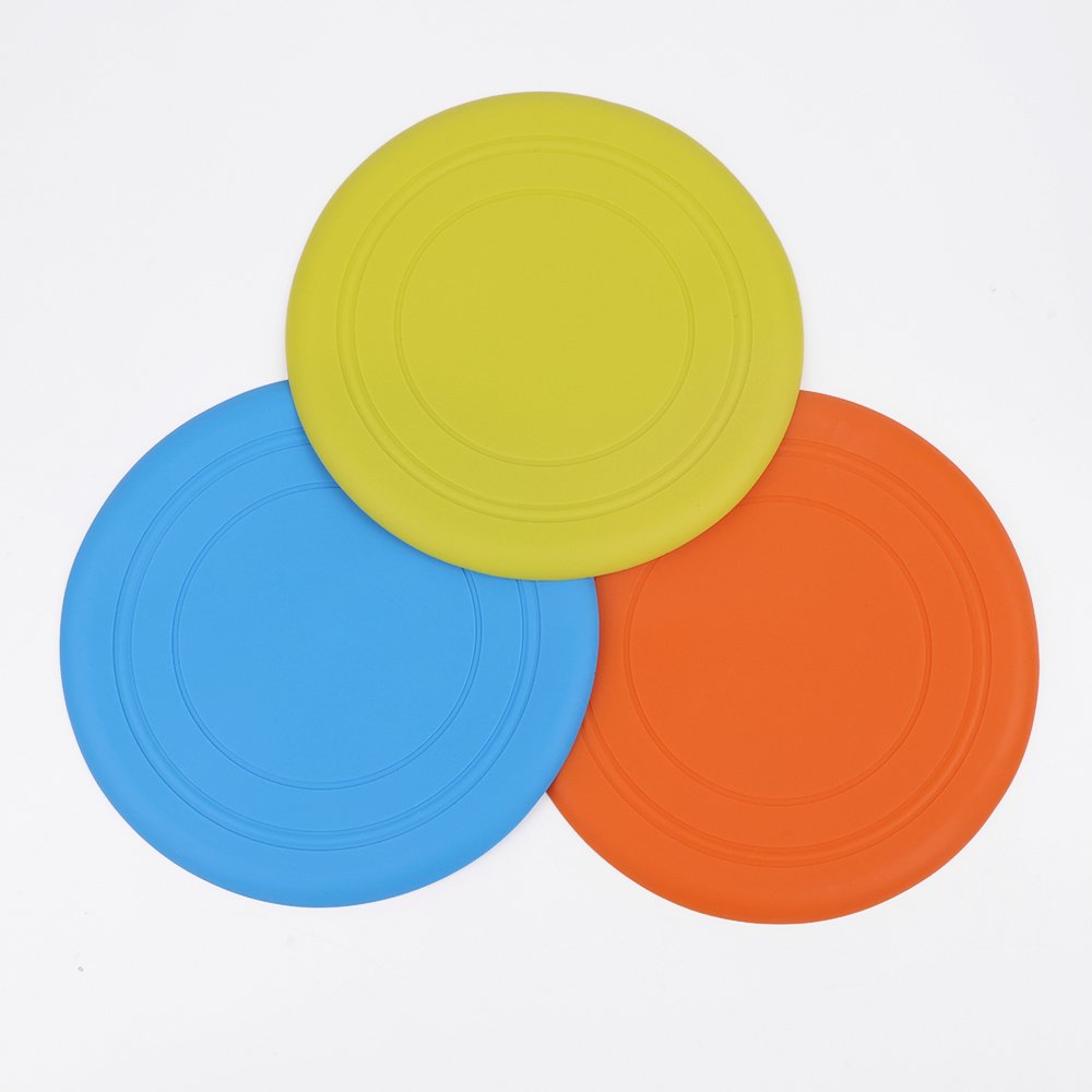 Custom Logo Round Pet Dog Pet Training Chew Toys Bite Resistant Silicone Flying Disk Frisbeed