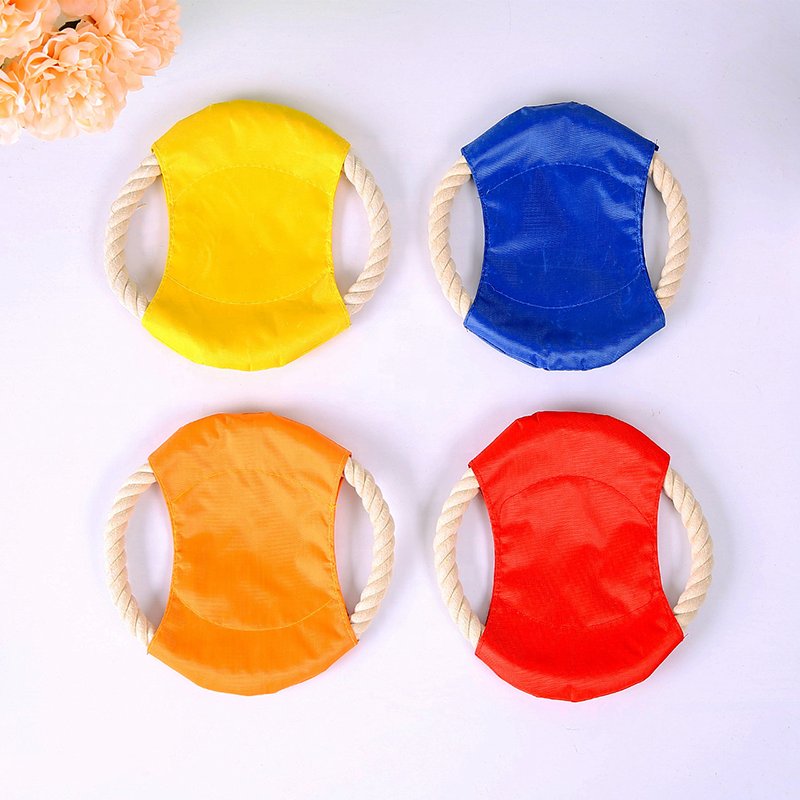 Custom Logo Rope Flying Disc Dog Interactive Chew Toy Durable Outdoor Training Dog Frisbeed Toy