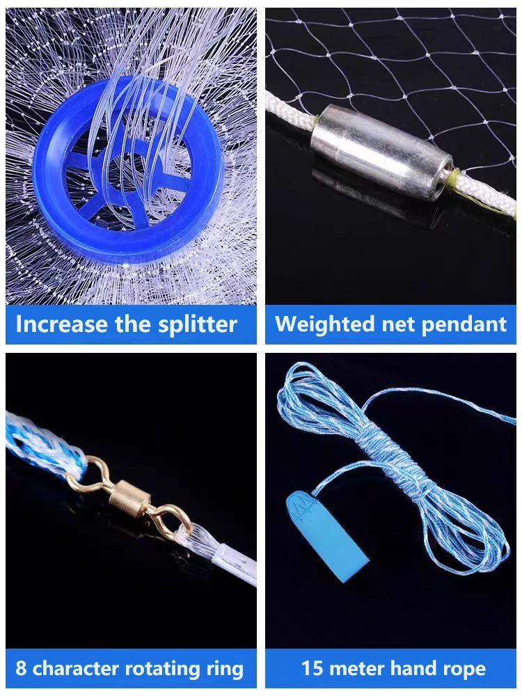 9 models Portable American Style 4-12ft Frisbee Hand Throwing Fishing Net Nylon Monofilament Hand Cast Net