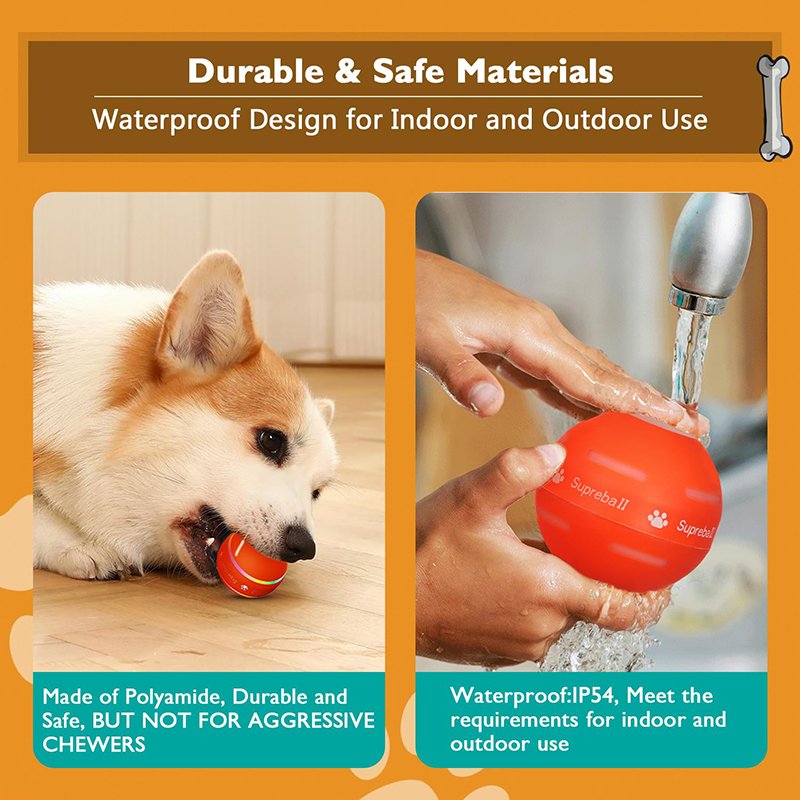 Newly Upgraded Interactive Dog Toys Durable Automatic Rolling Ball Toys for Dogs with USB Rechargeable Motion Activated Pet Toys