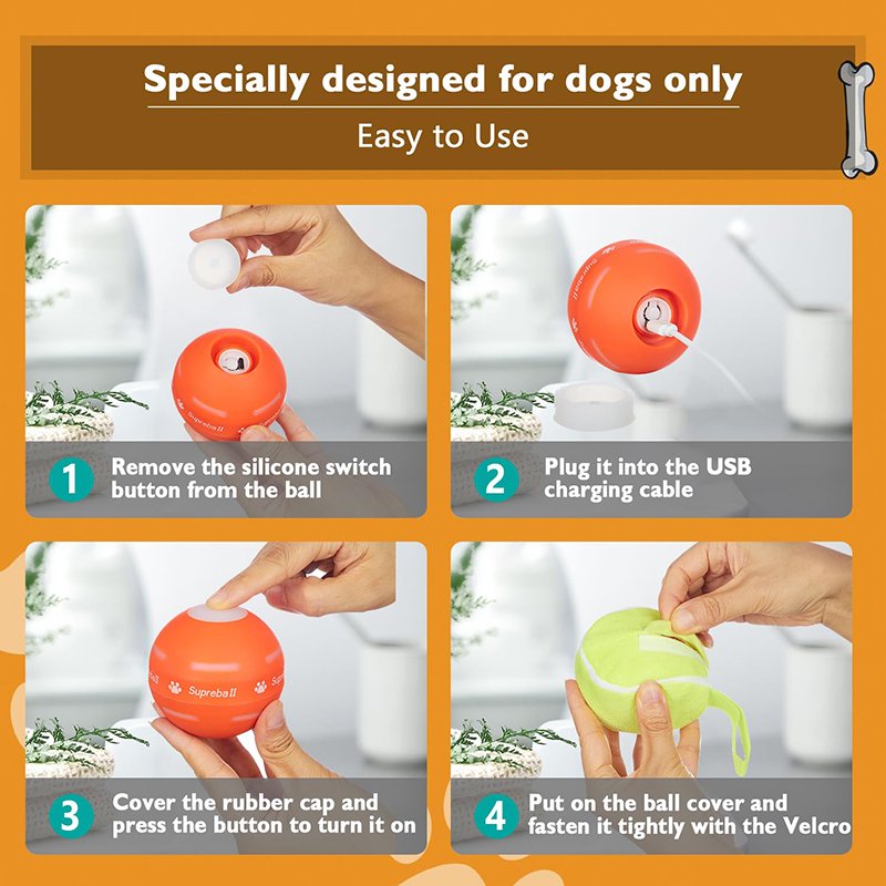Newly Upgraded Interactive Dog Toys Durable Automatic Rolling Ball Toys for Dogs with USB Rechargeable Motion Activated Pet Toys