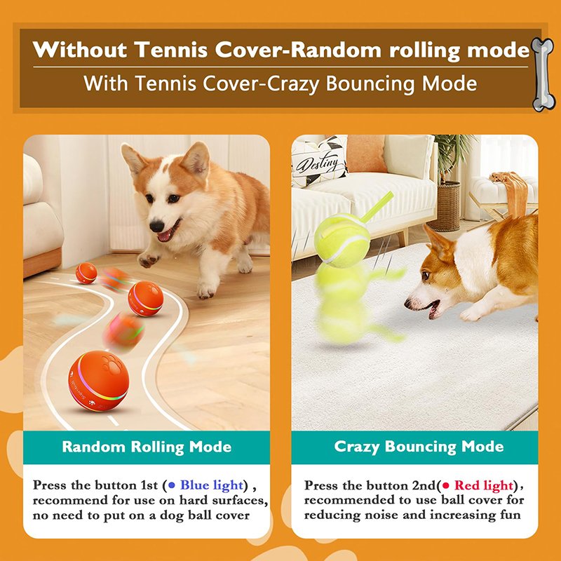 Newly Upgraded Interactive Dog Toys Durable Automatic Rolling Ball Toys for Dogs with USB Rechargeable Motion Activated Pet Toys