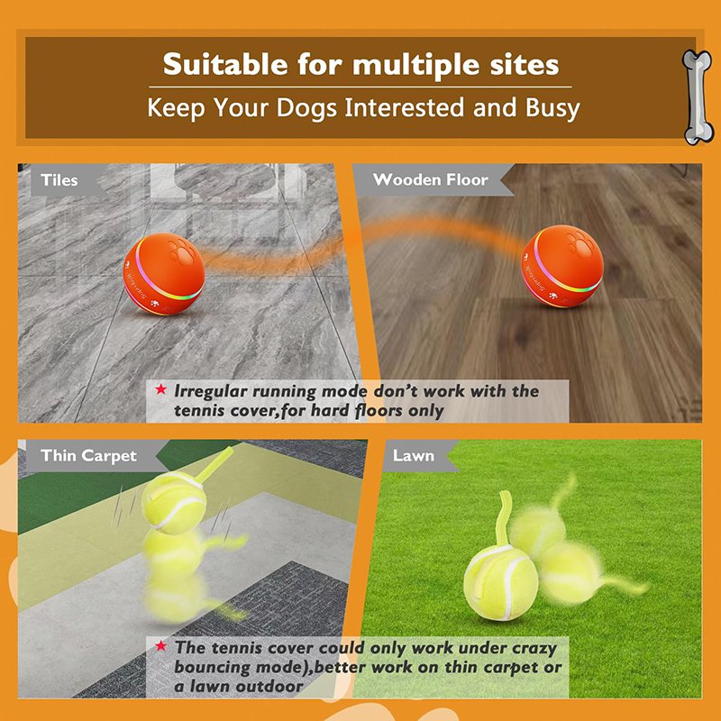 Newly Upgraded Interactive Dog Toys Durable Automatic Rolling Ball Toys for Dogs with USB Rechargeable Motion Activated Pet Toys