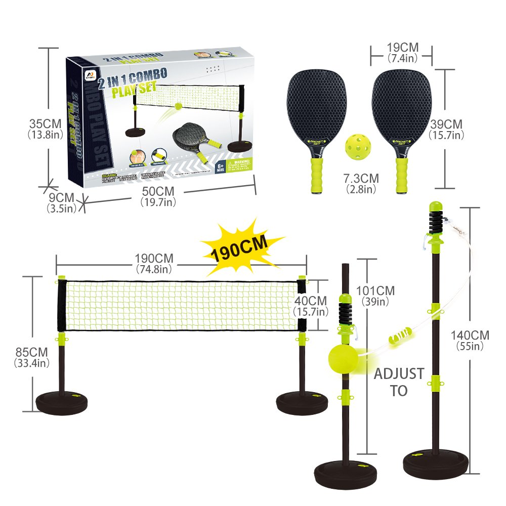 2 In 1 Kids Pickleball Net Set & Training stand Sport Game Set Custom Pickleball Paddle Pickleball Accessories Machine
