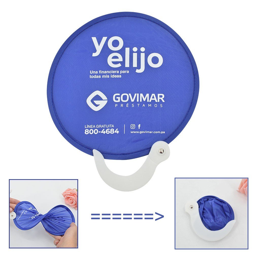 Personalized Round Foldable Flying Disc Fan Custom Printed Nylon Round Folding Pop Up Hand Fan Flexible Foldable Disc Fan