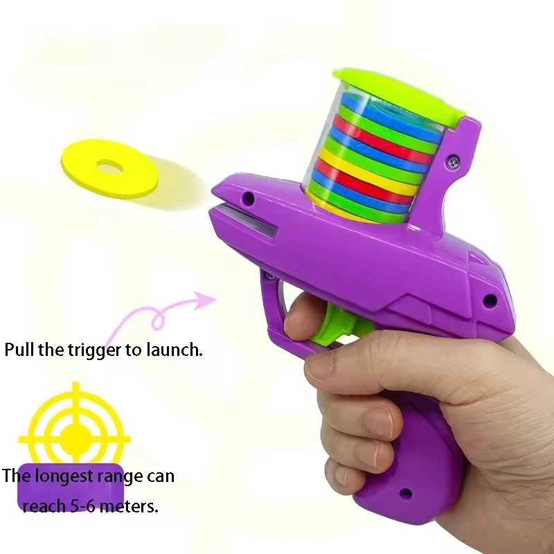 2024 Children's Frisbee Gun Radish Safety EVA Frisbee Gun Parent Child Outdoor Toy Soft Bullet Gun Battle pistolas