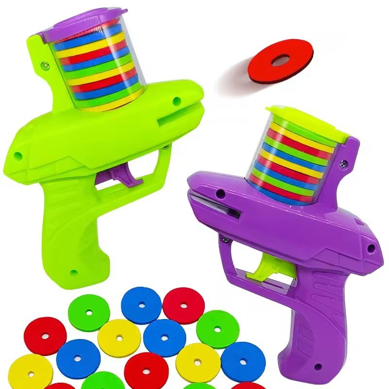 2024 Children's Frisbee Gun Radish Safety EVA Frisbee Gun Parent Child Outdoor Toy Soft Bullet Gun Battle pistolas