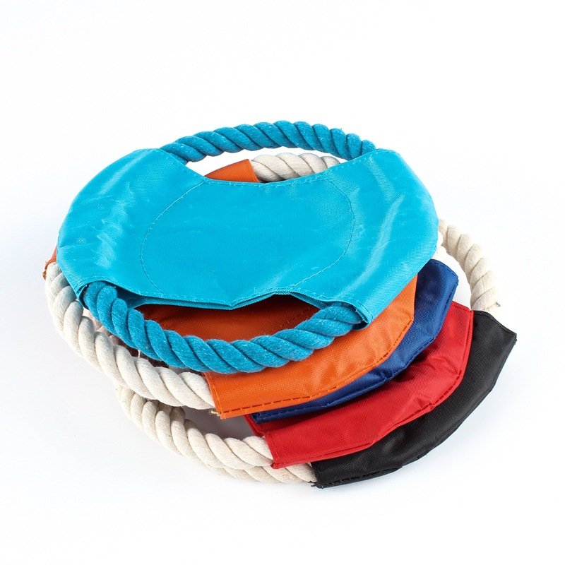 Flying OEM Custom logo Dog Training Interactive frisbeed soft Fiber cotton flying rope ring frisbeed for dog