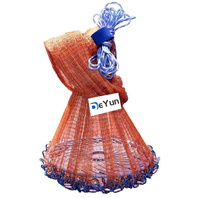 High quality Tire line fishing nets 4-12 ft with frisbee hand throw drawstring hand cast net
