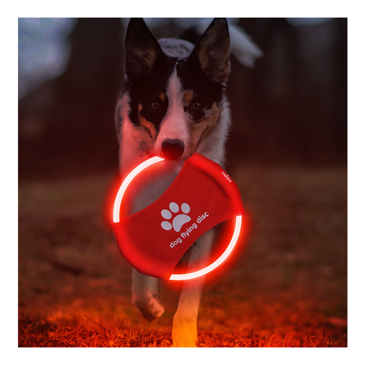 Pet Dog Flying Disc Interactive Dog Toys Flying Disc Ball Light Up Glow In Dark Frisbeed Flying Disc Fetch Toy